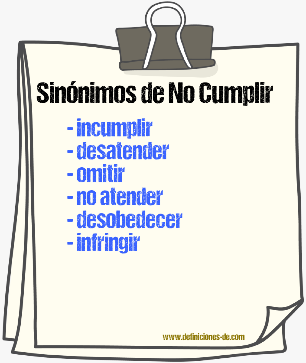 Sinónimos de no cumplir