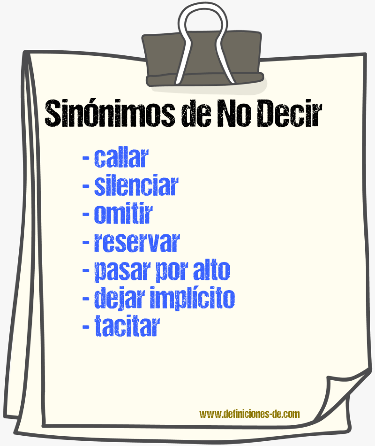 Sinónimos de no decir