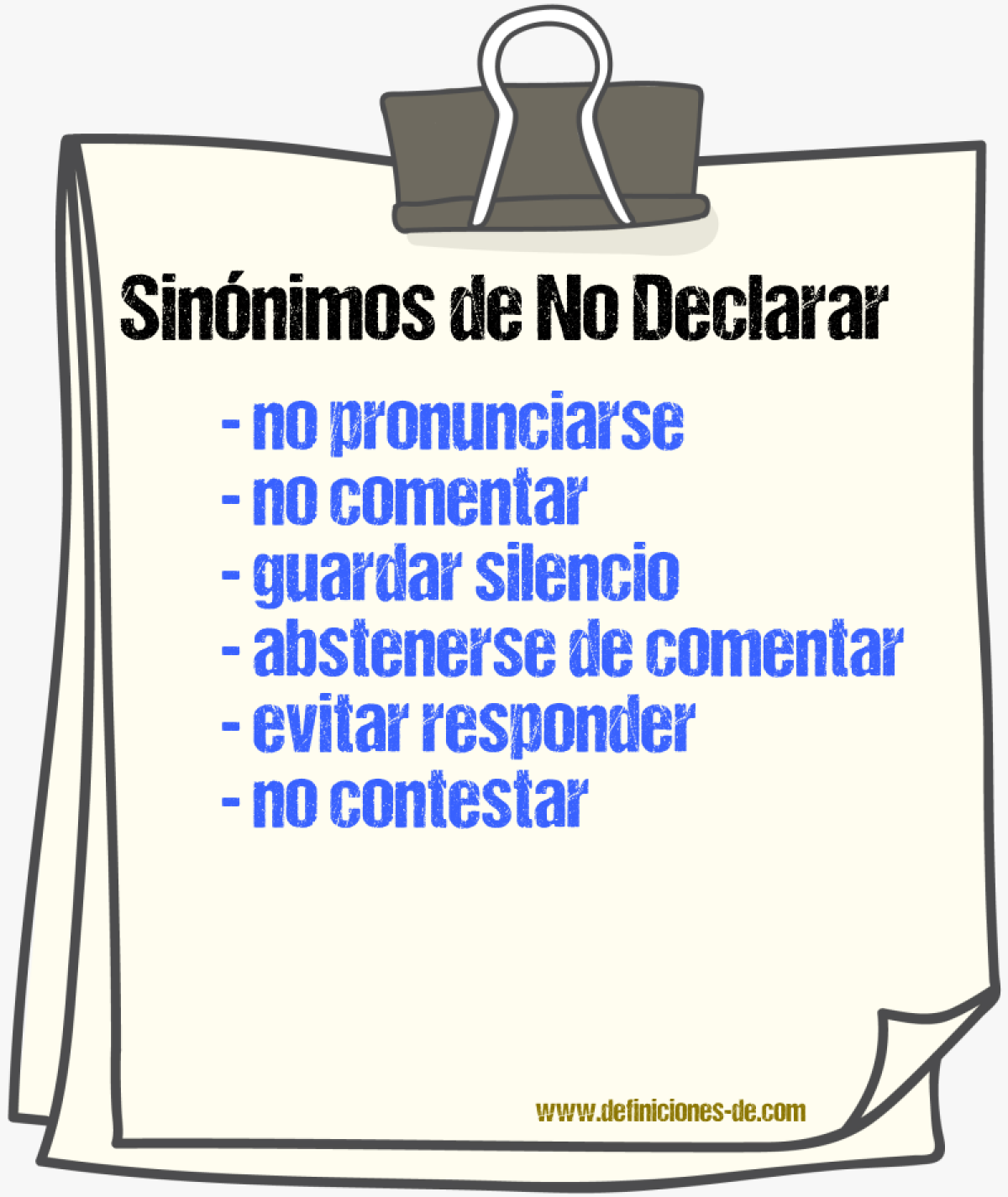 Sinónimos de no declarar