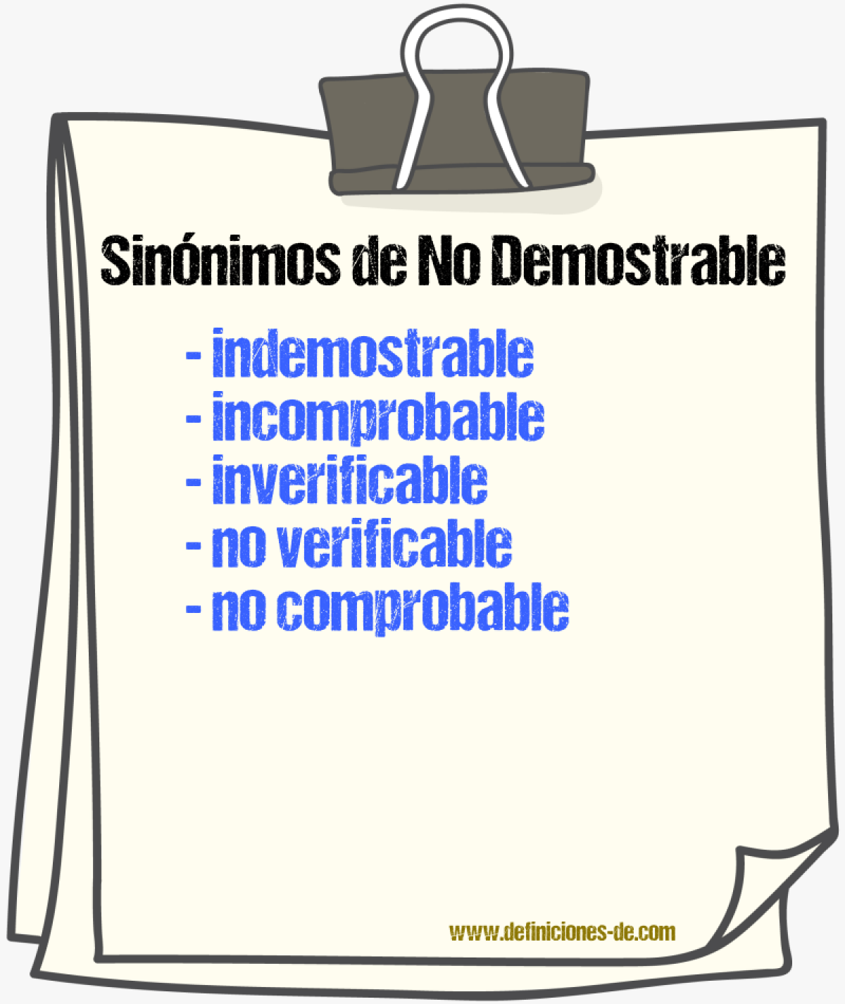 Sinónimos de no demostrable