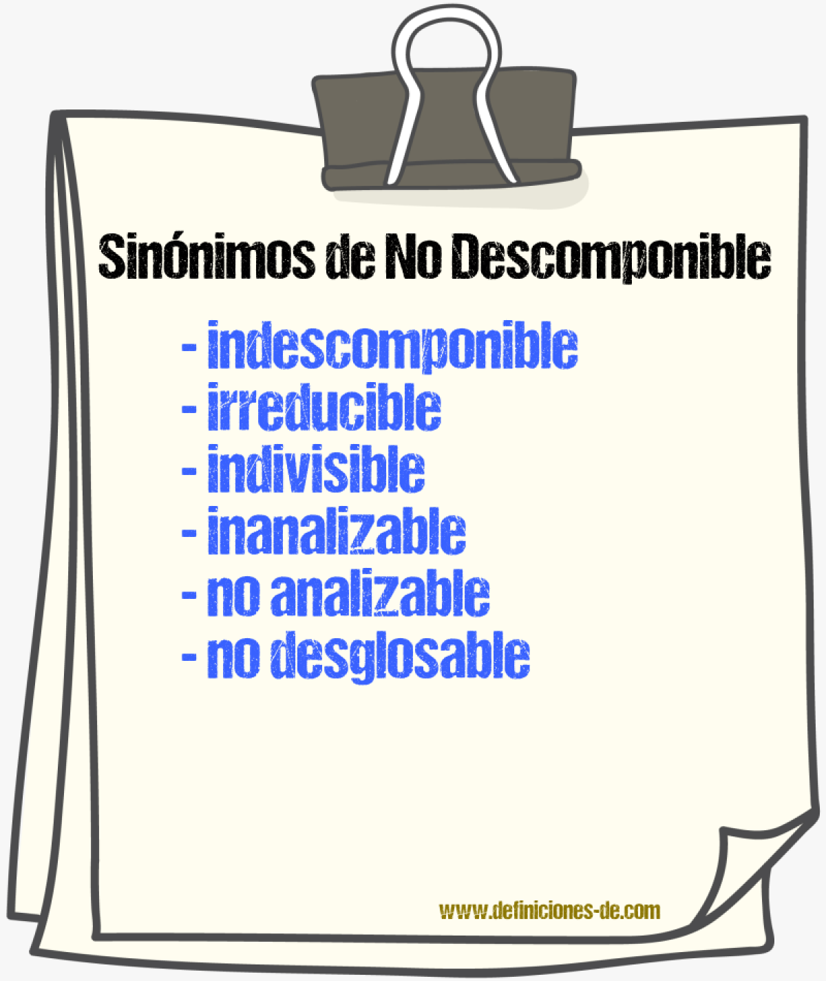Sinónimos de no descomponible