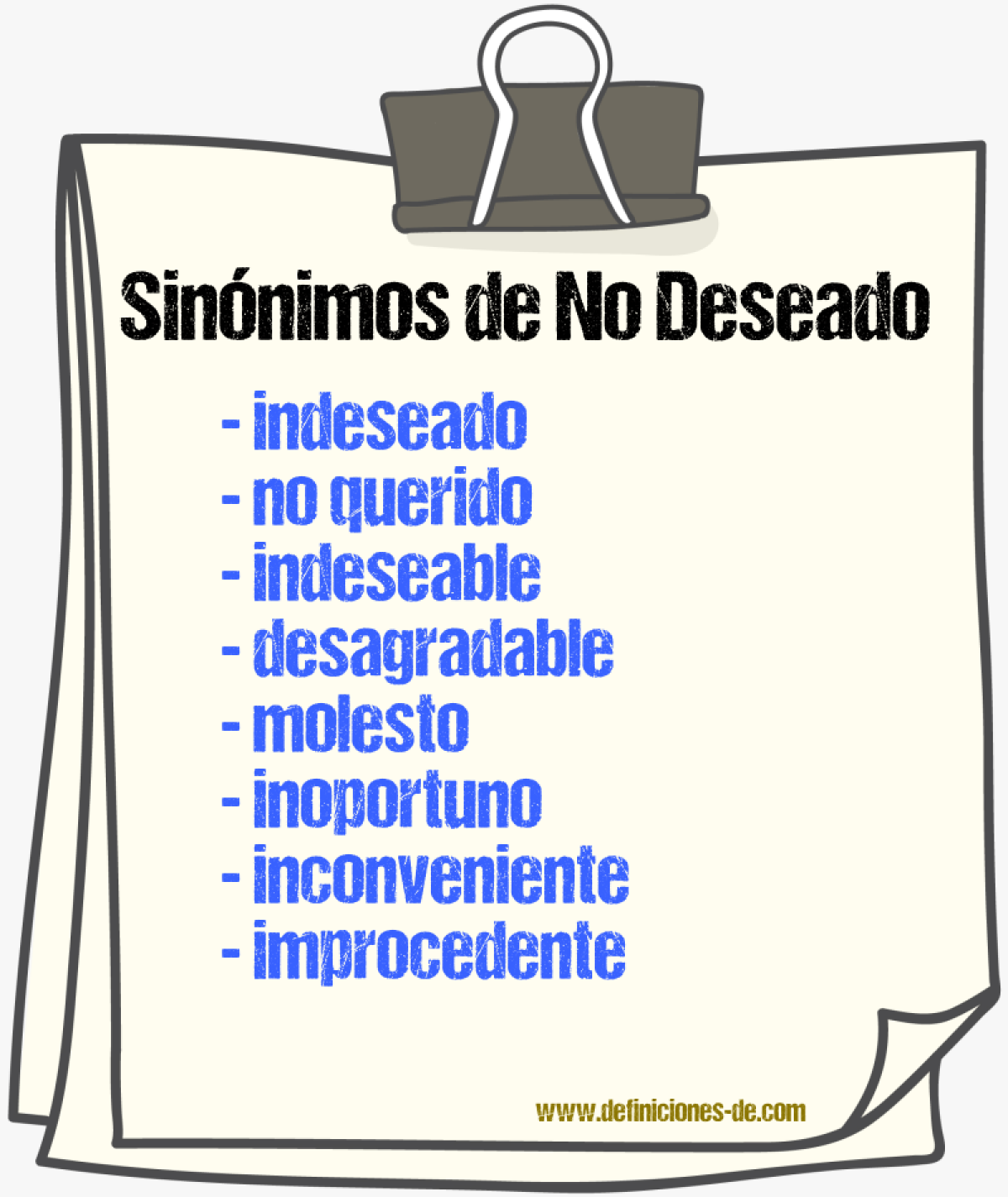 Sinónimos de no deseado