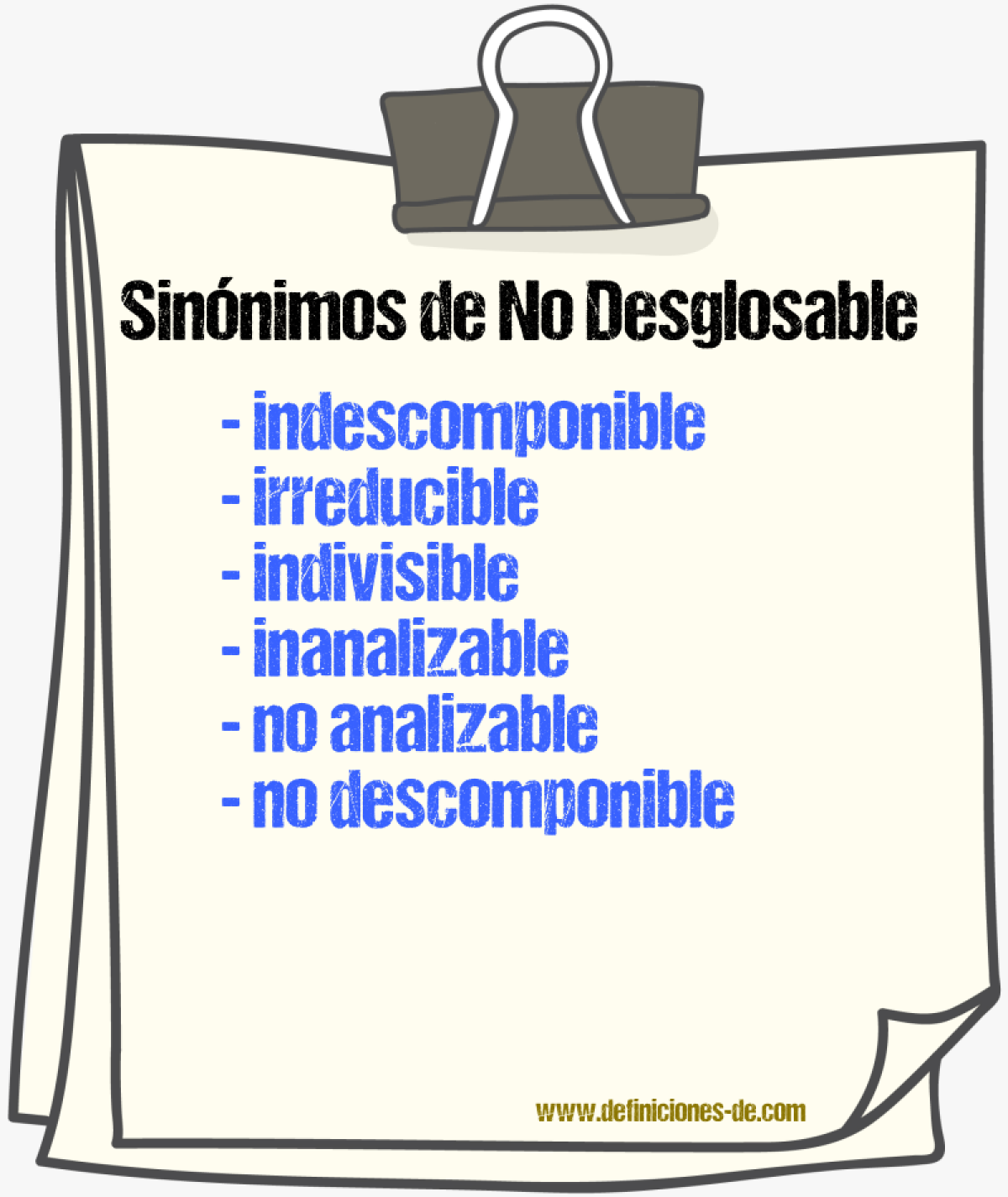 Sinónimos de no desglosable