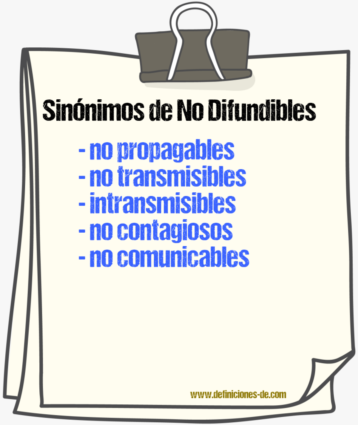 Sinónimos de no difundibles