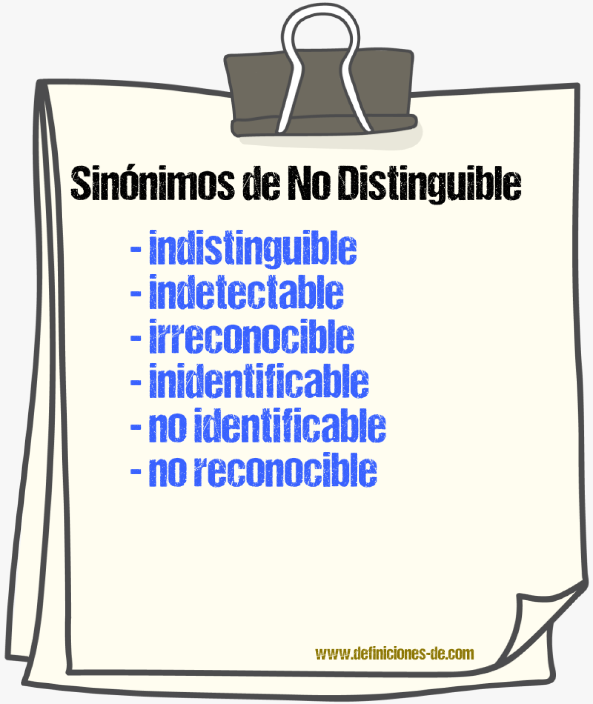 Sinónimos de no distinguible