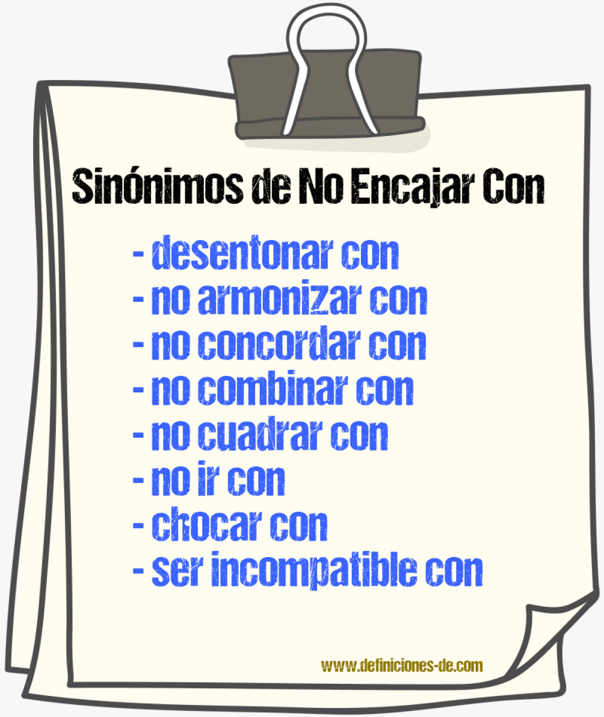 Sinónimos de no encajar con