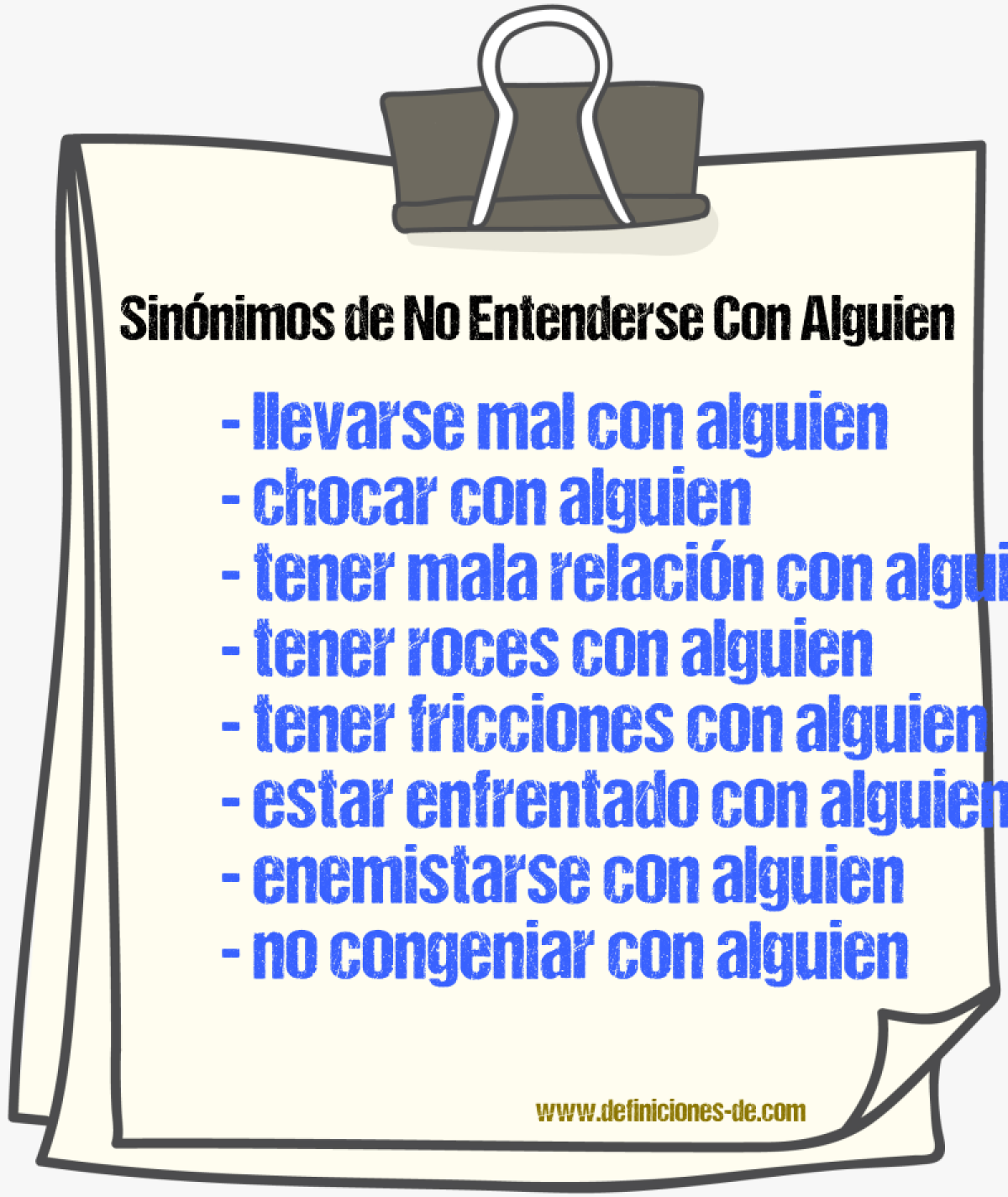 Sinónimos de no entenderse con alguien