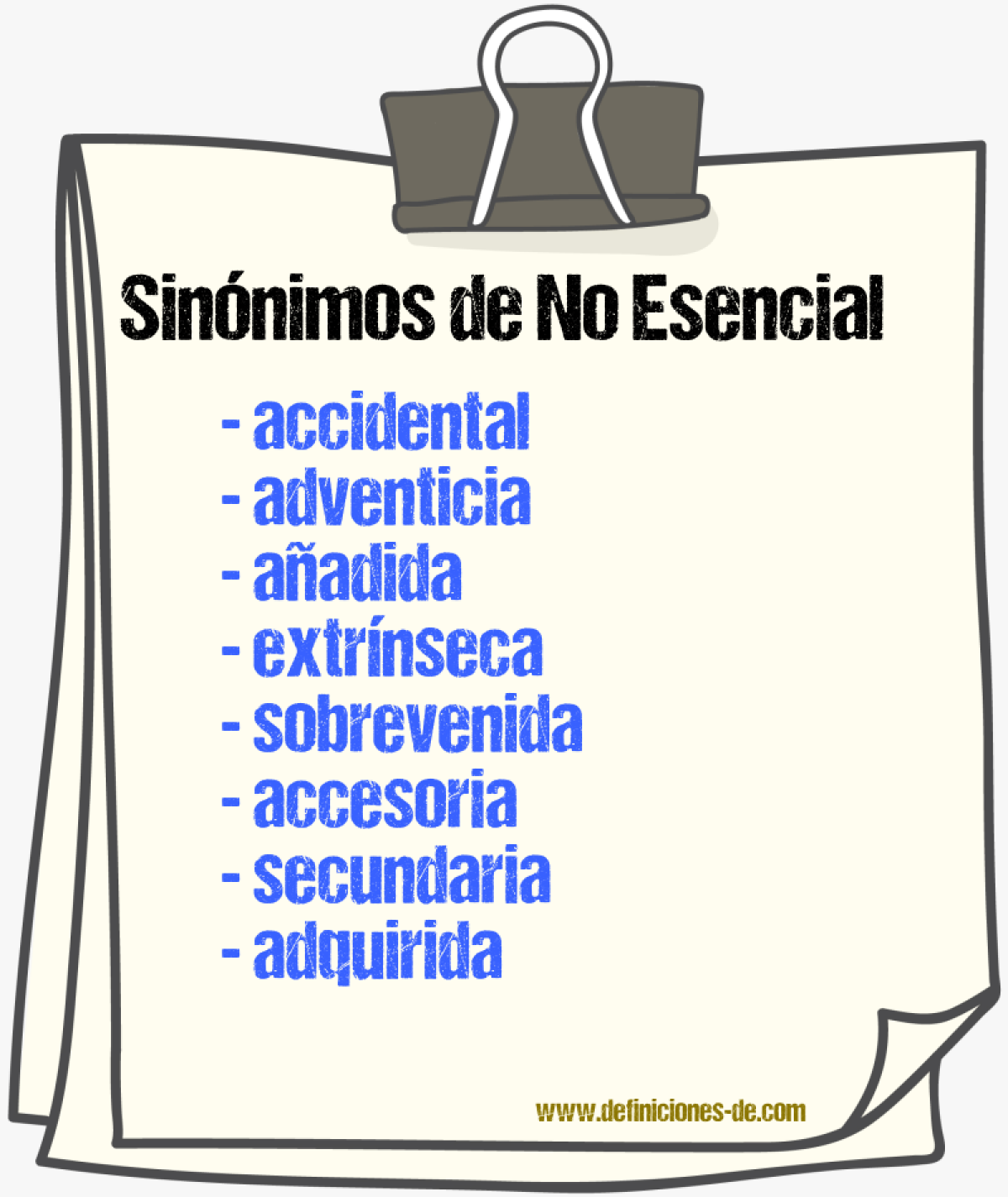 Sinónimos de no esencial