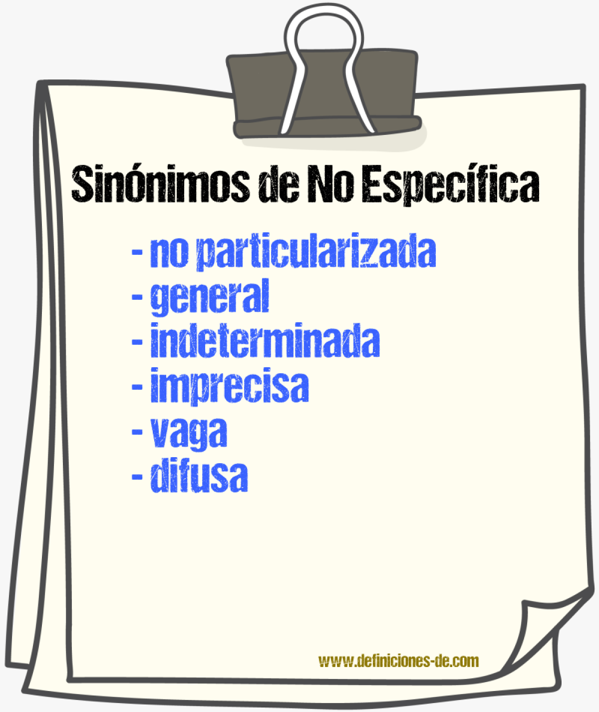 Sinónimos de no específica