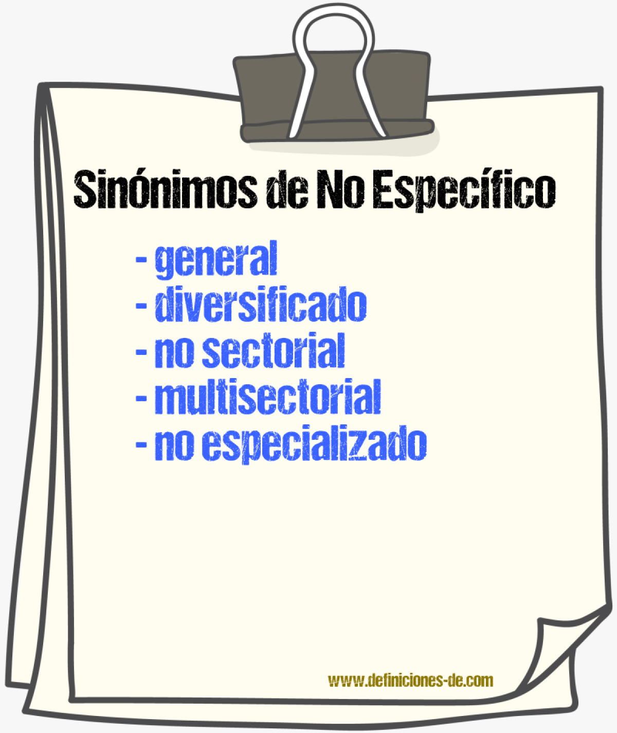 Sinónimos de no específico