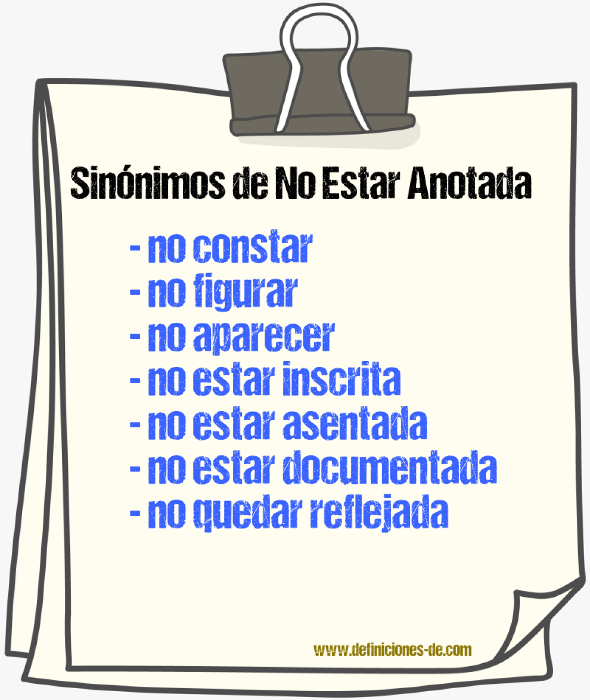 Sinónimos de no estar anotada