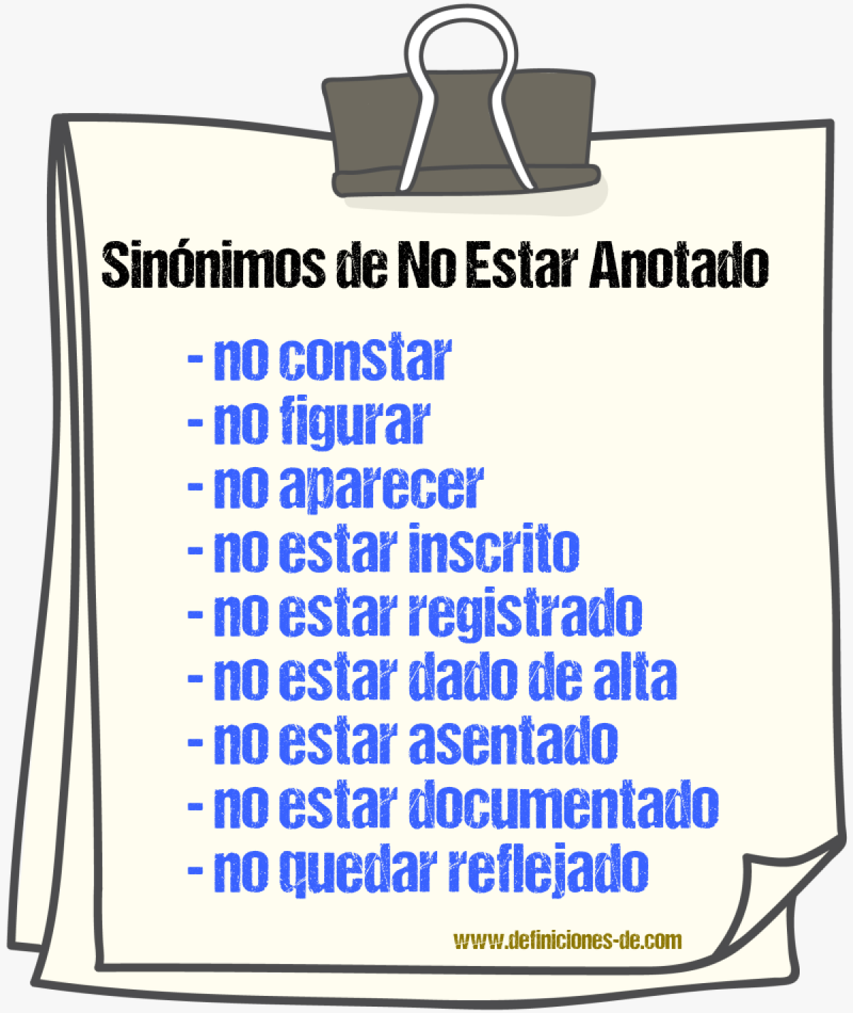 Sinónimos de no estar anotado