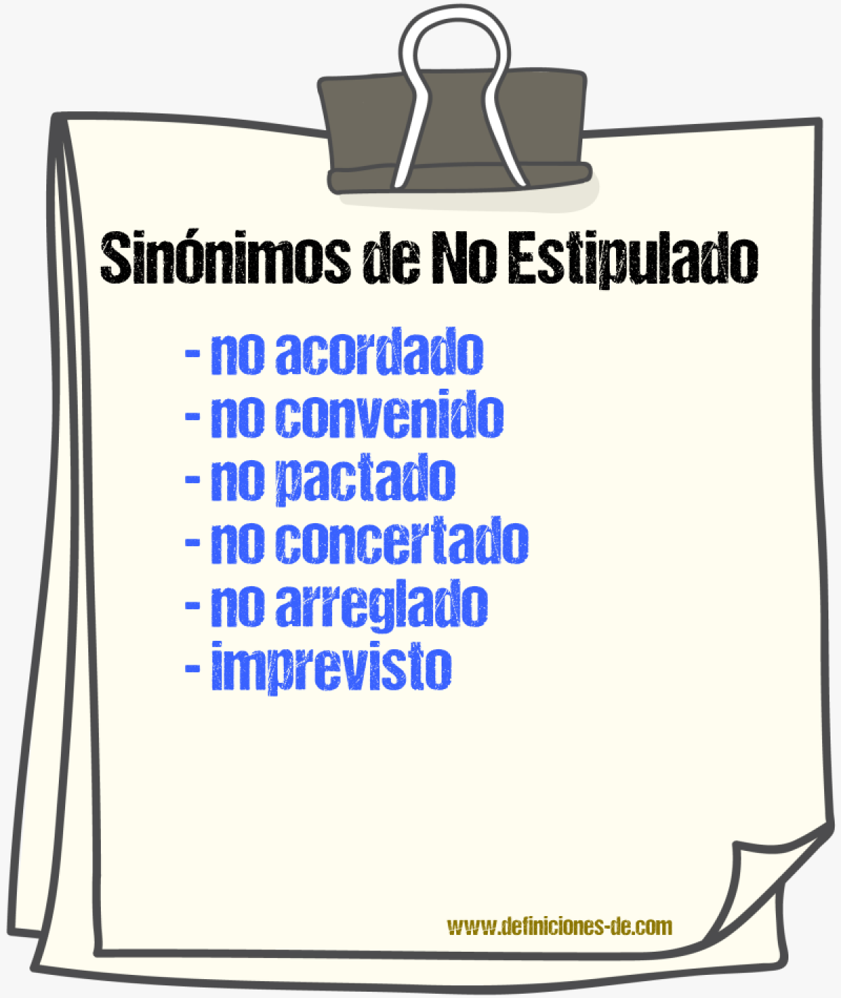 Sinónimos de no estipulado