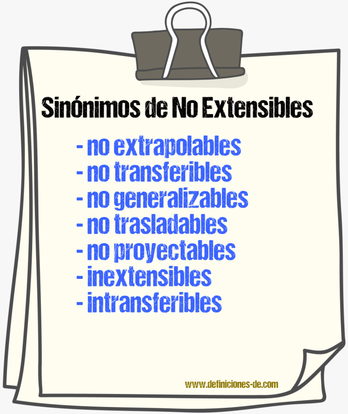 Sinónimos de no extensibles