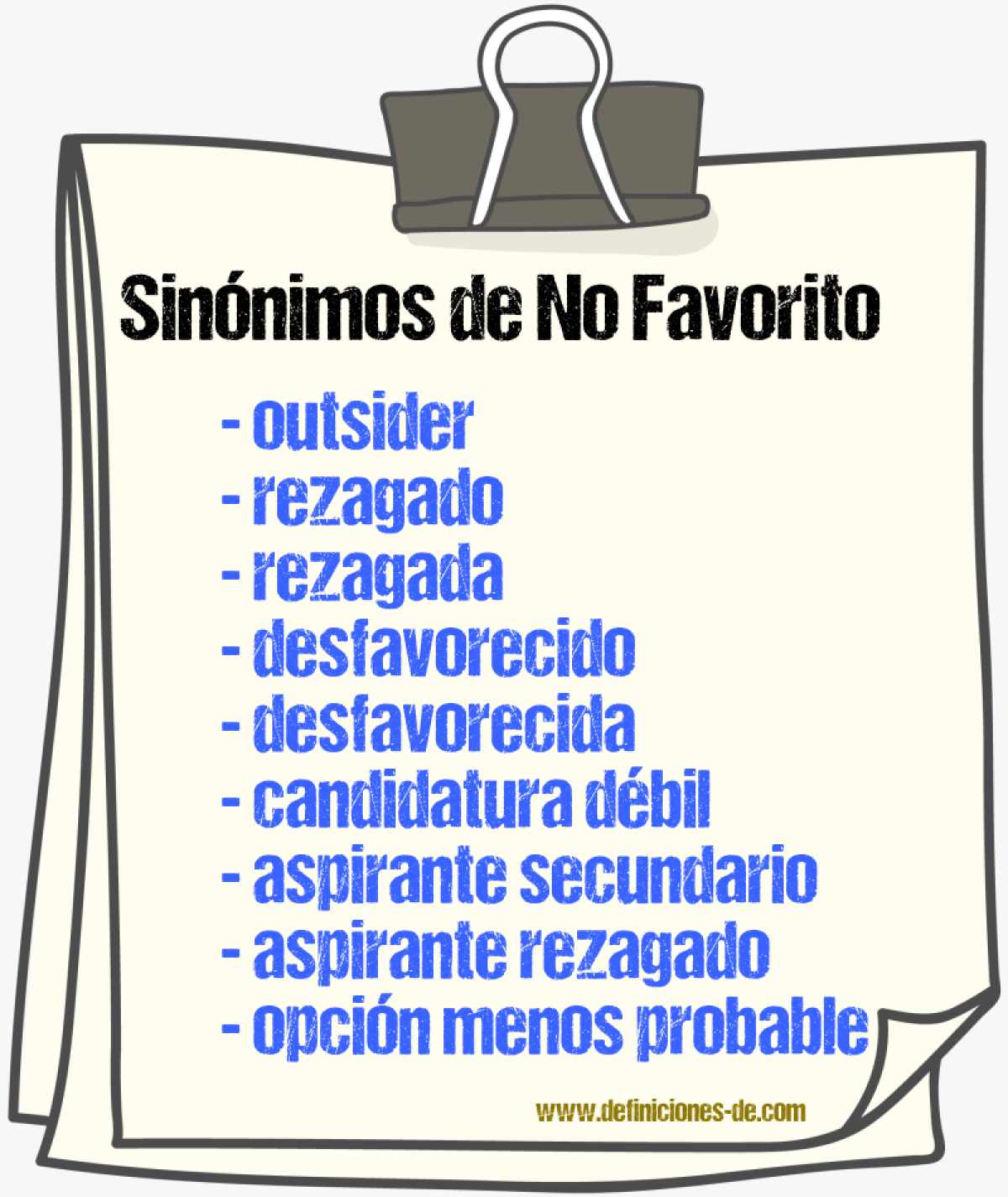 Sinónimos de no favorito