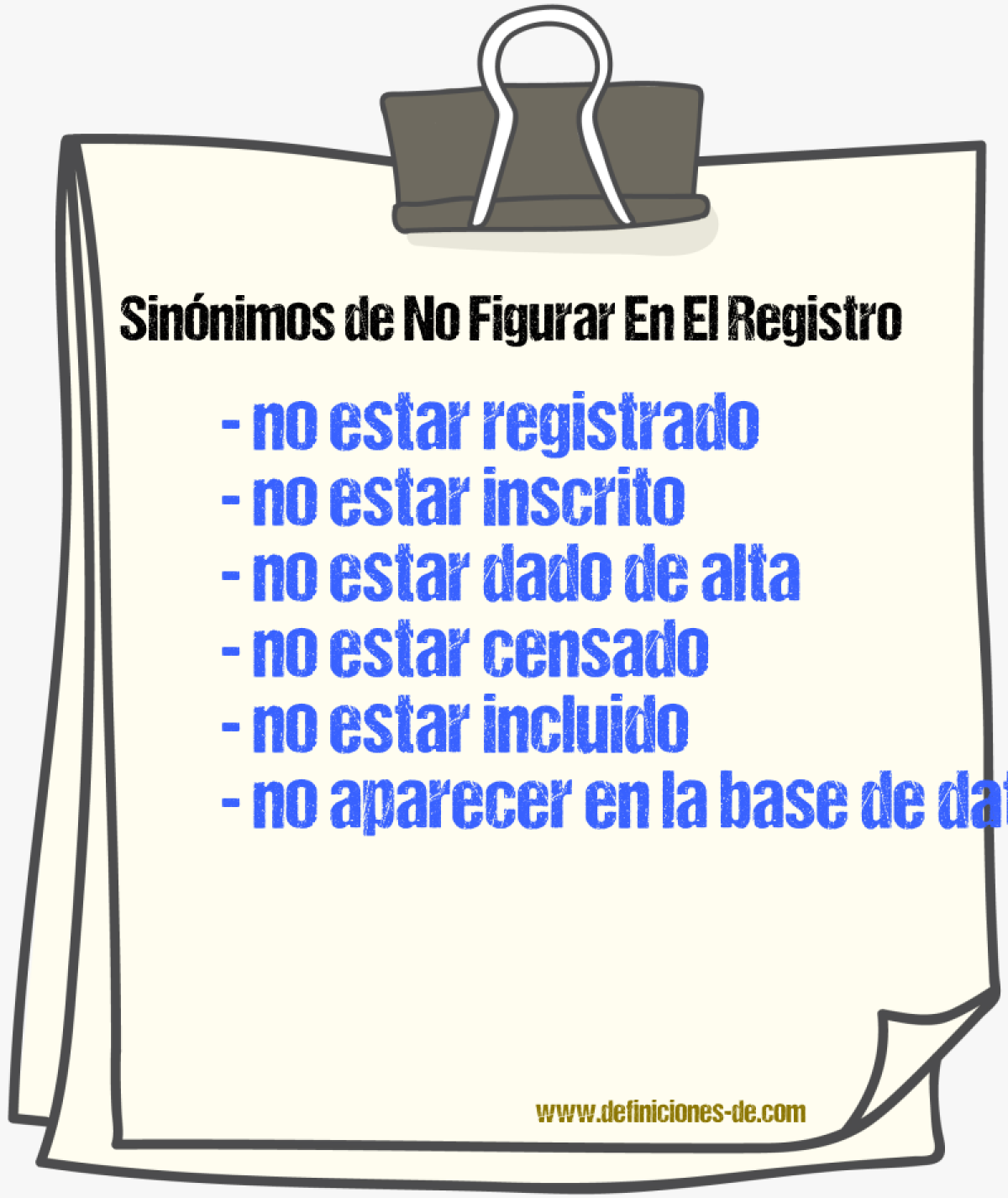 Sinónimos de no figurar en el registro