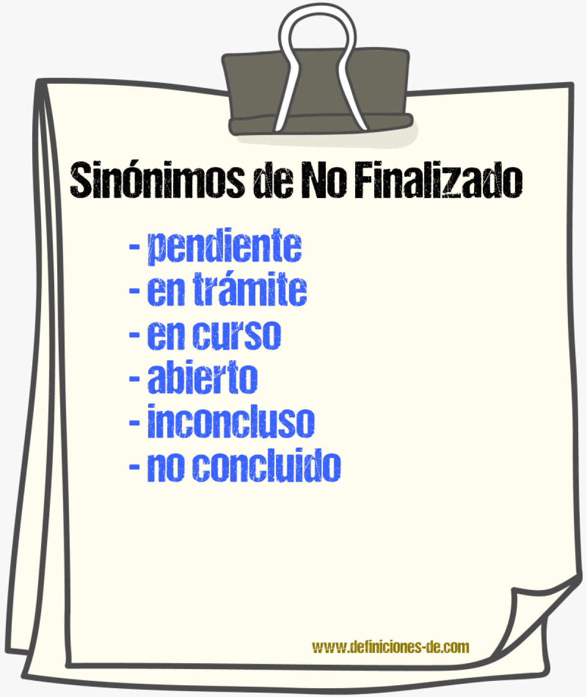 Sinónimos de no finalizado