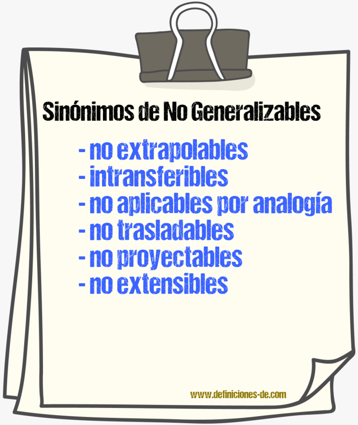 Sinónimos de no generalizables