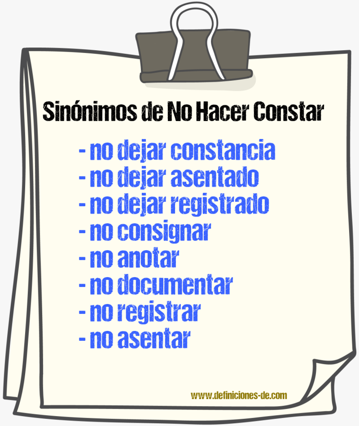 Sinónimos de no hacer constar
