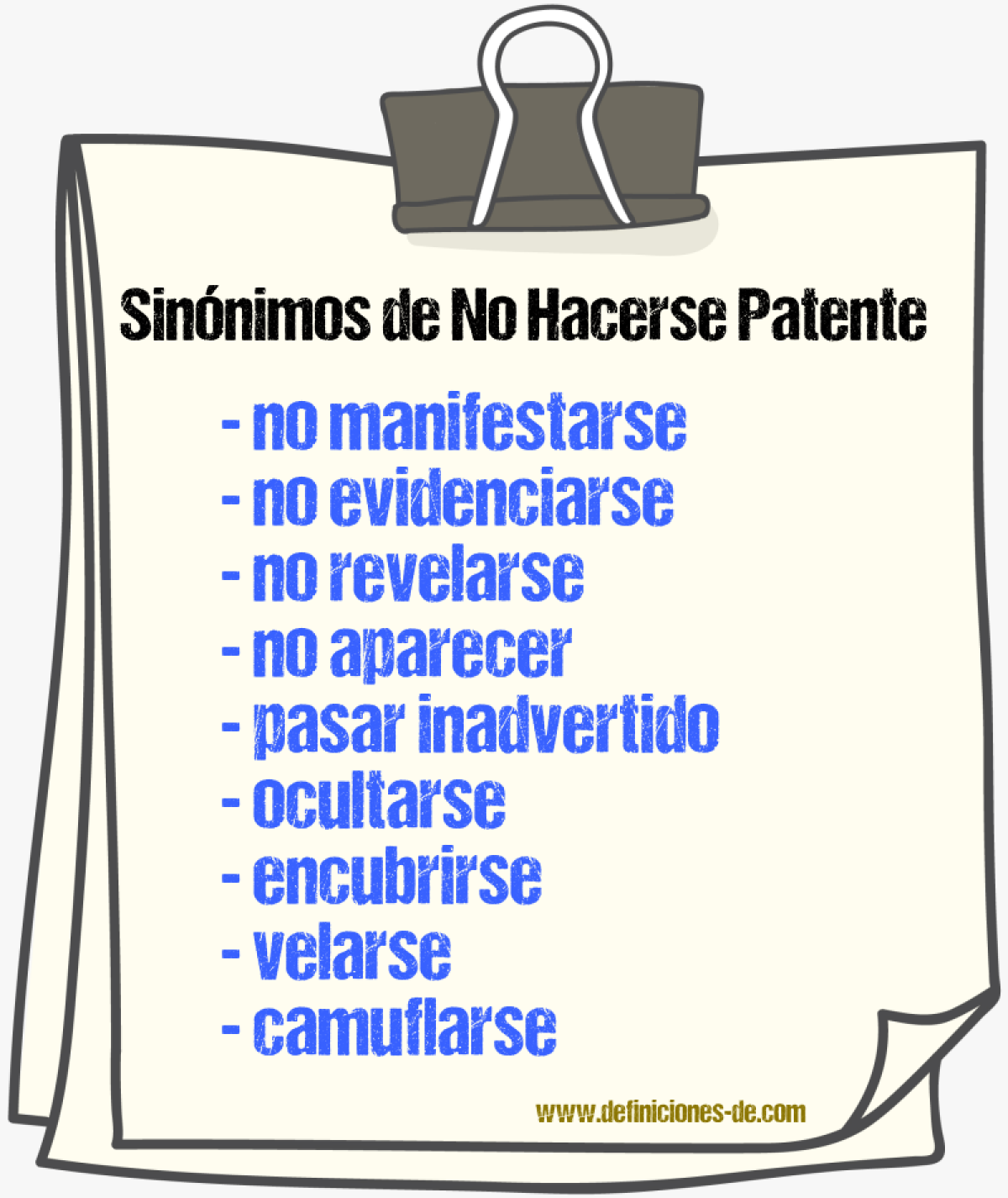 Sinónimos de no hacerse patente