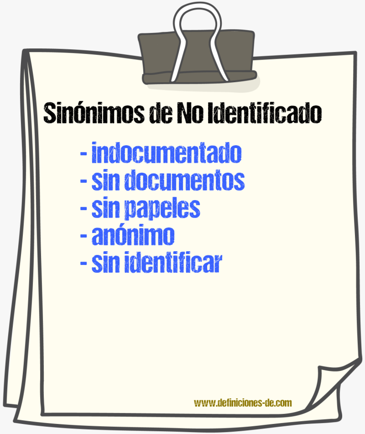 Sinónimos de no identificado