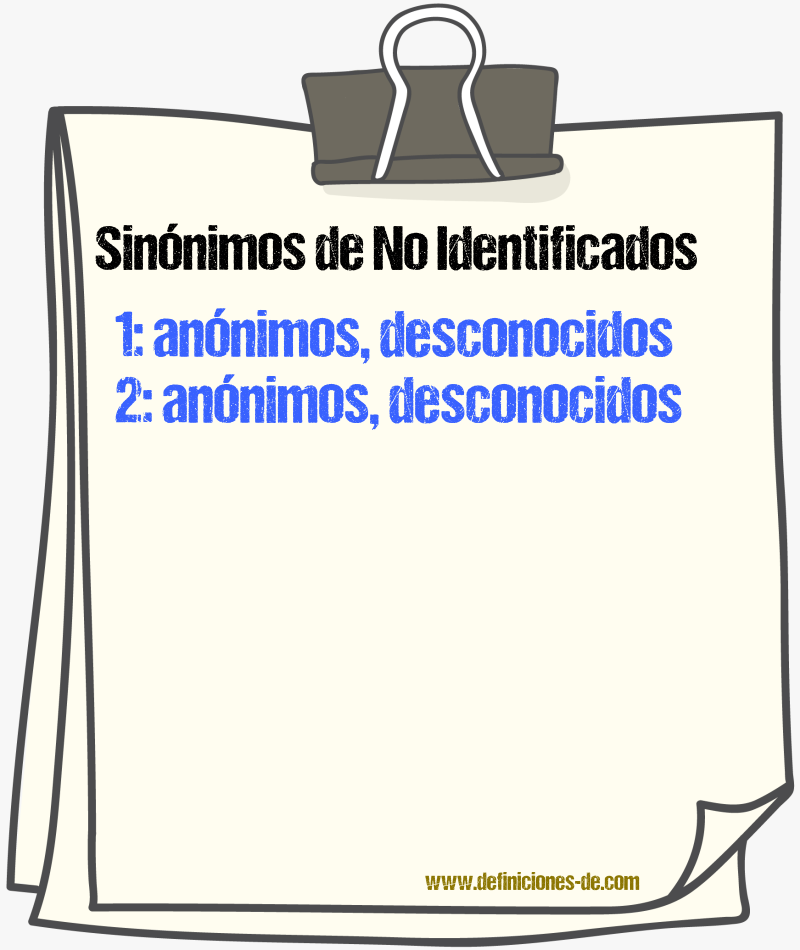 Sinónimos de no identificados