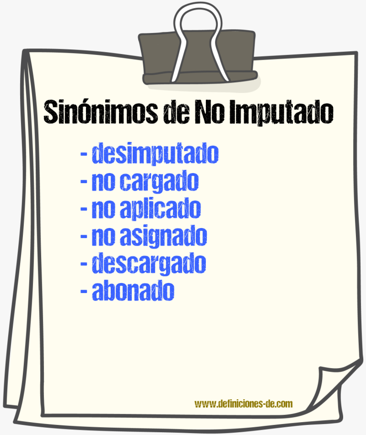 Sinónimos de no imputado