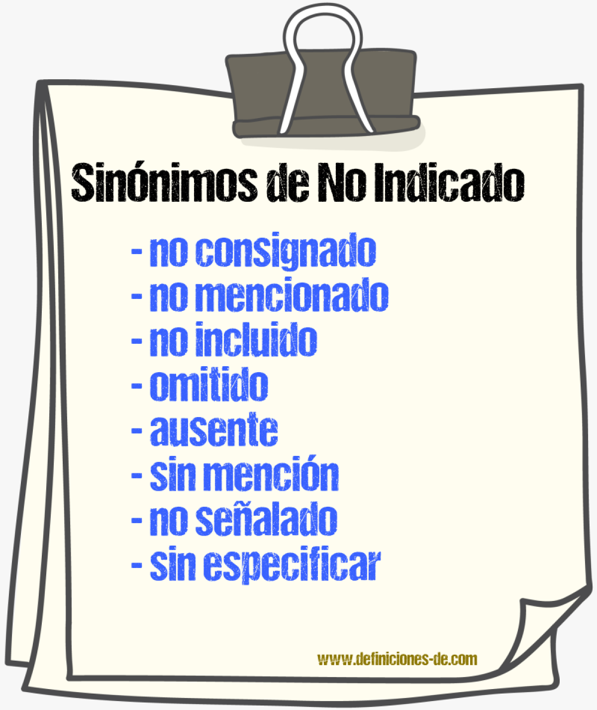 Sinónimos de no indicado