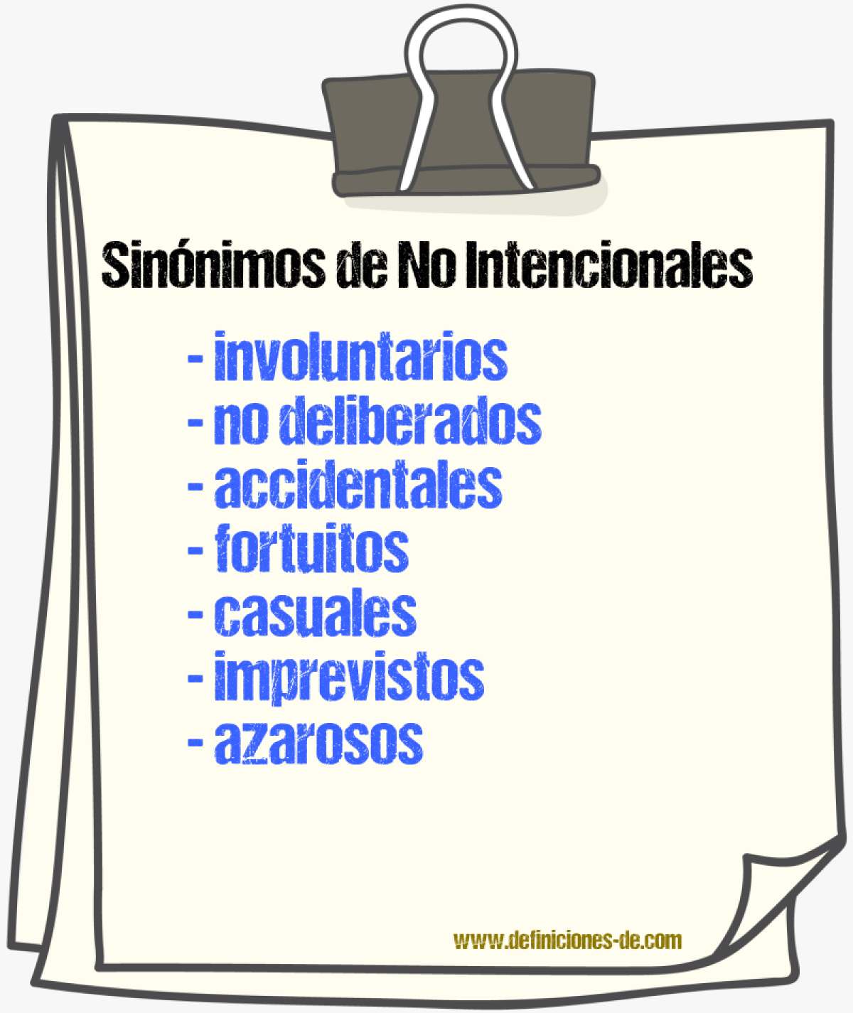 Sinónimos de no intencionales
