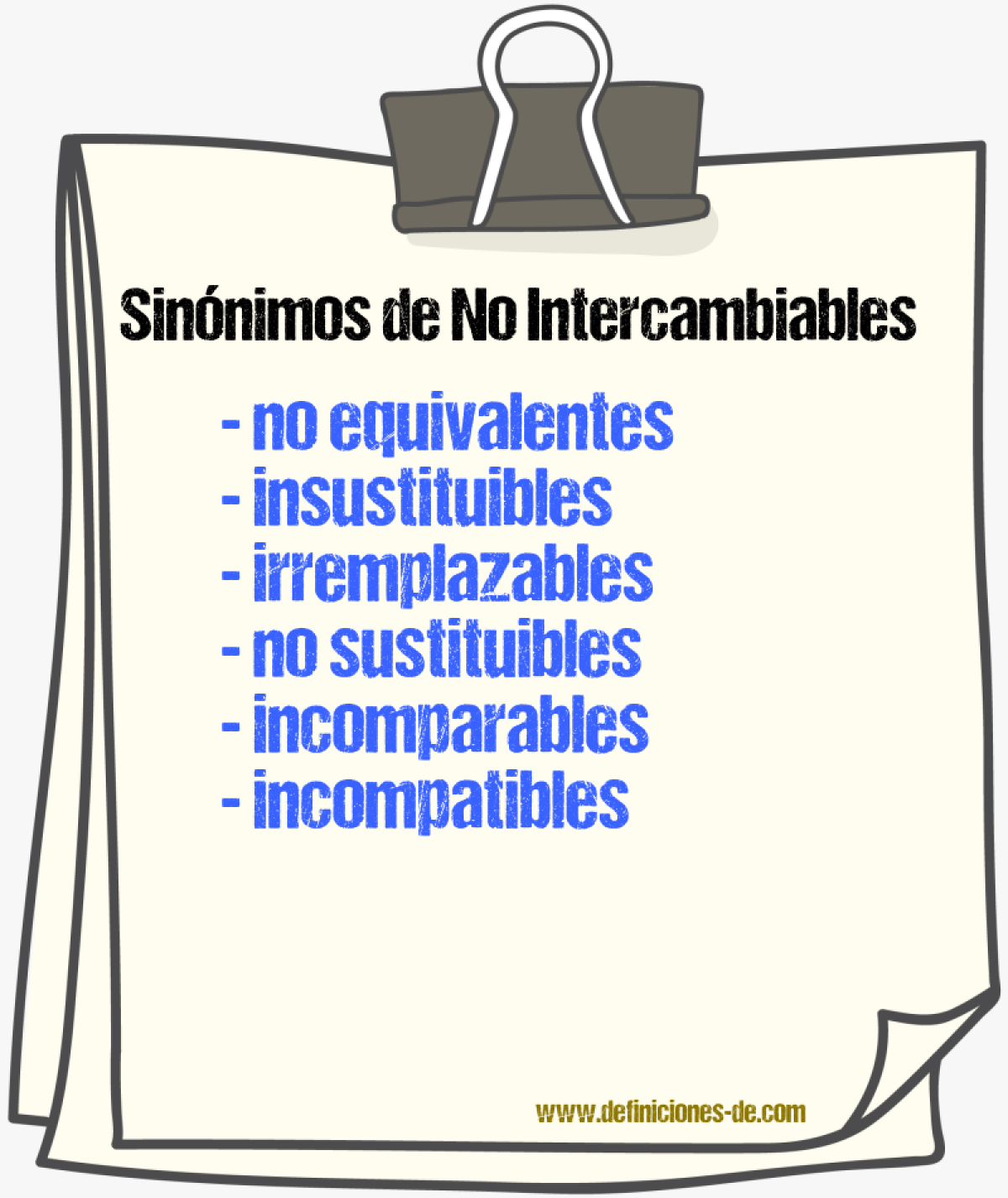 Sinónimos de no intercambiables