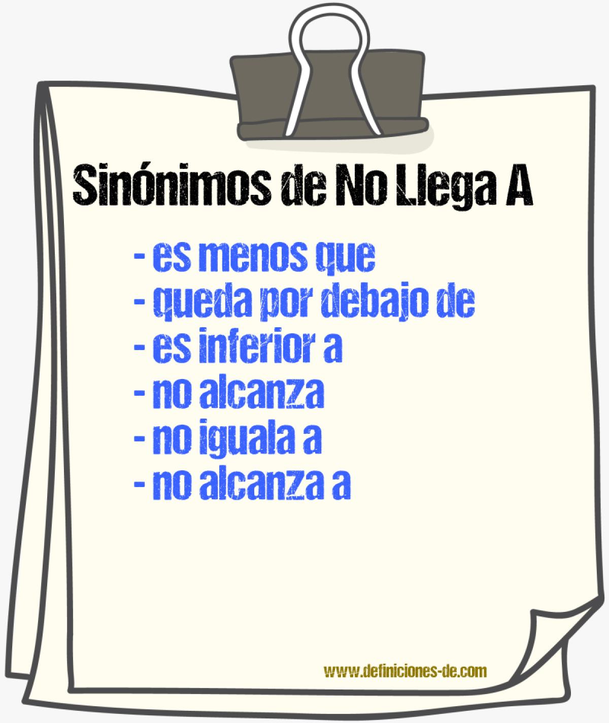 Sinónimos de no llega a