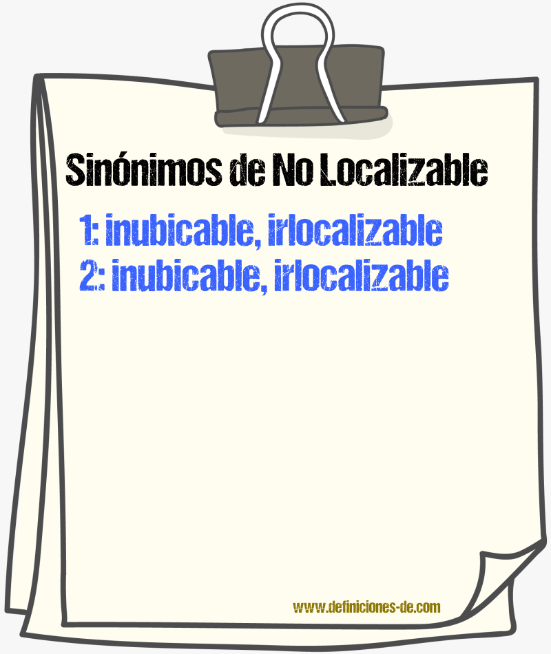 Sinónimos de no localizable