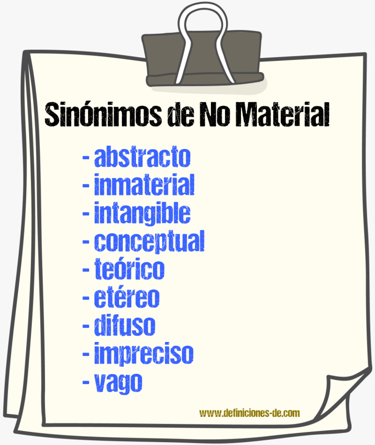 Sinónimos de no material