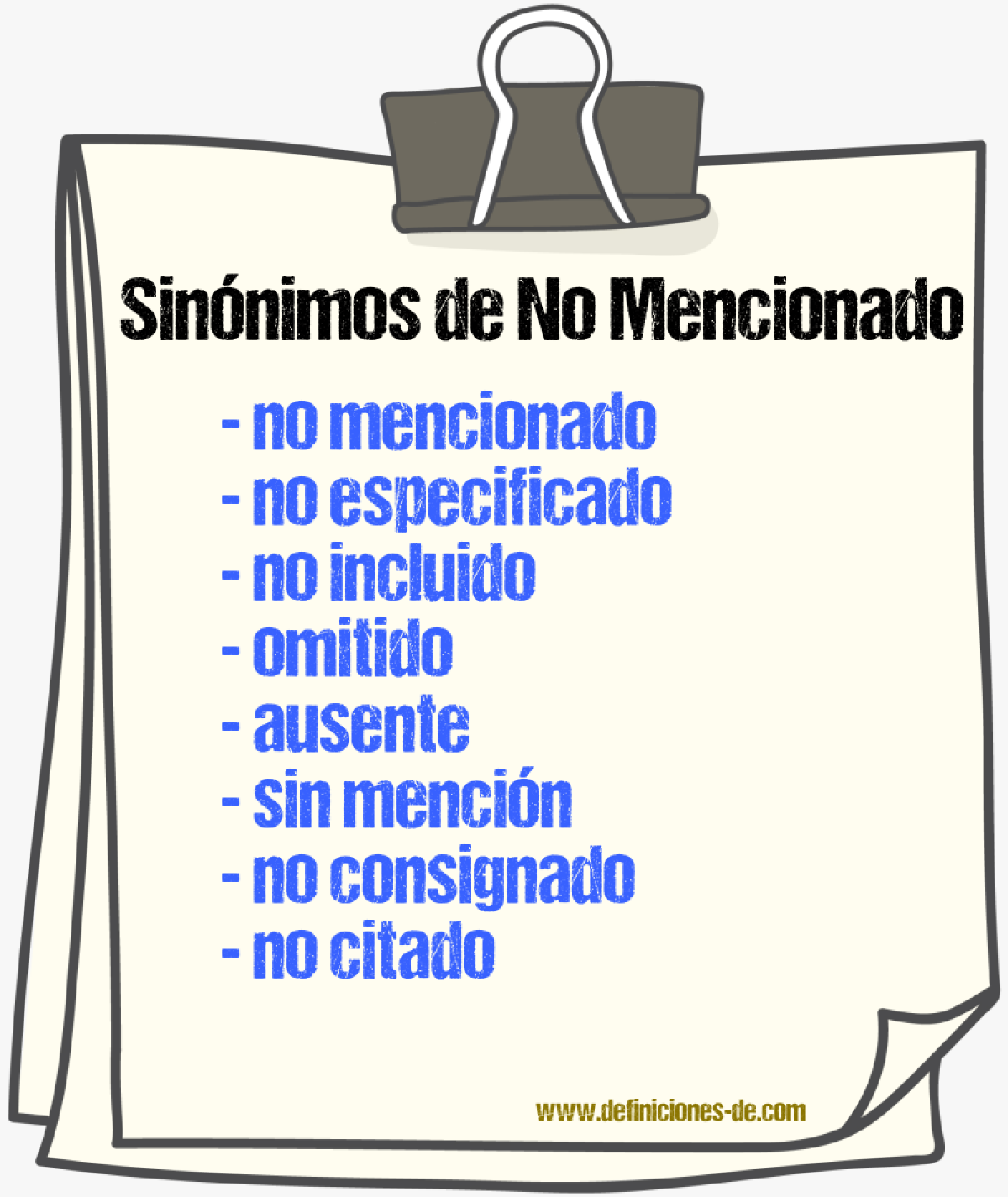 Sinónimos de no mencionado