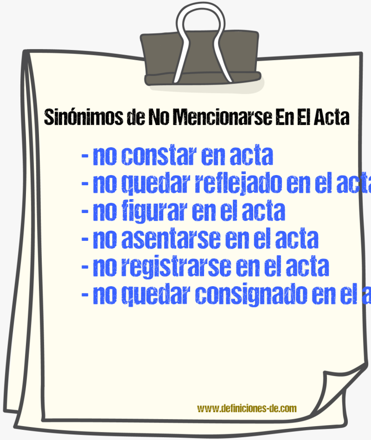 Sinónimos de no mencionarse en el acta