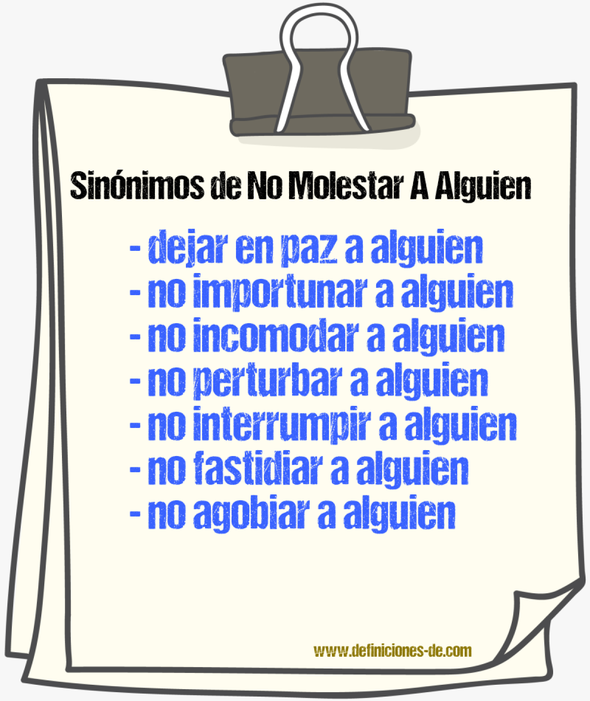 Sinónimos de no molestar a alguien