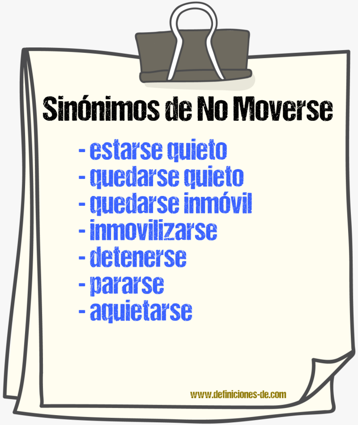 Sinónimos de no moverse