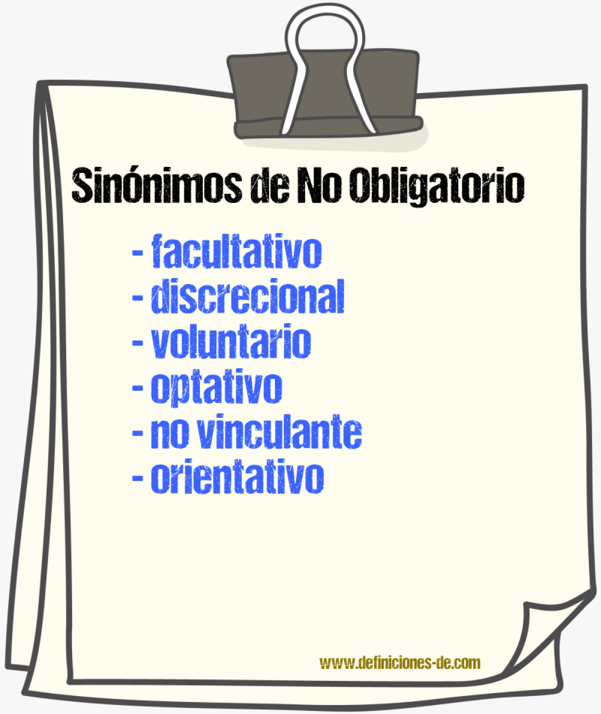 Sinónimos de no obligatorio