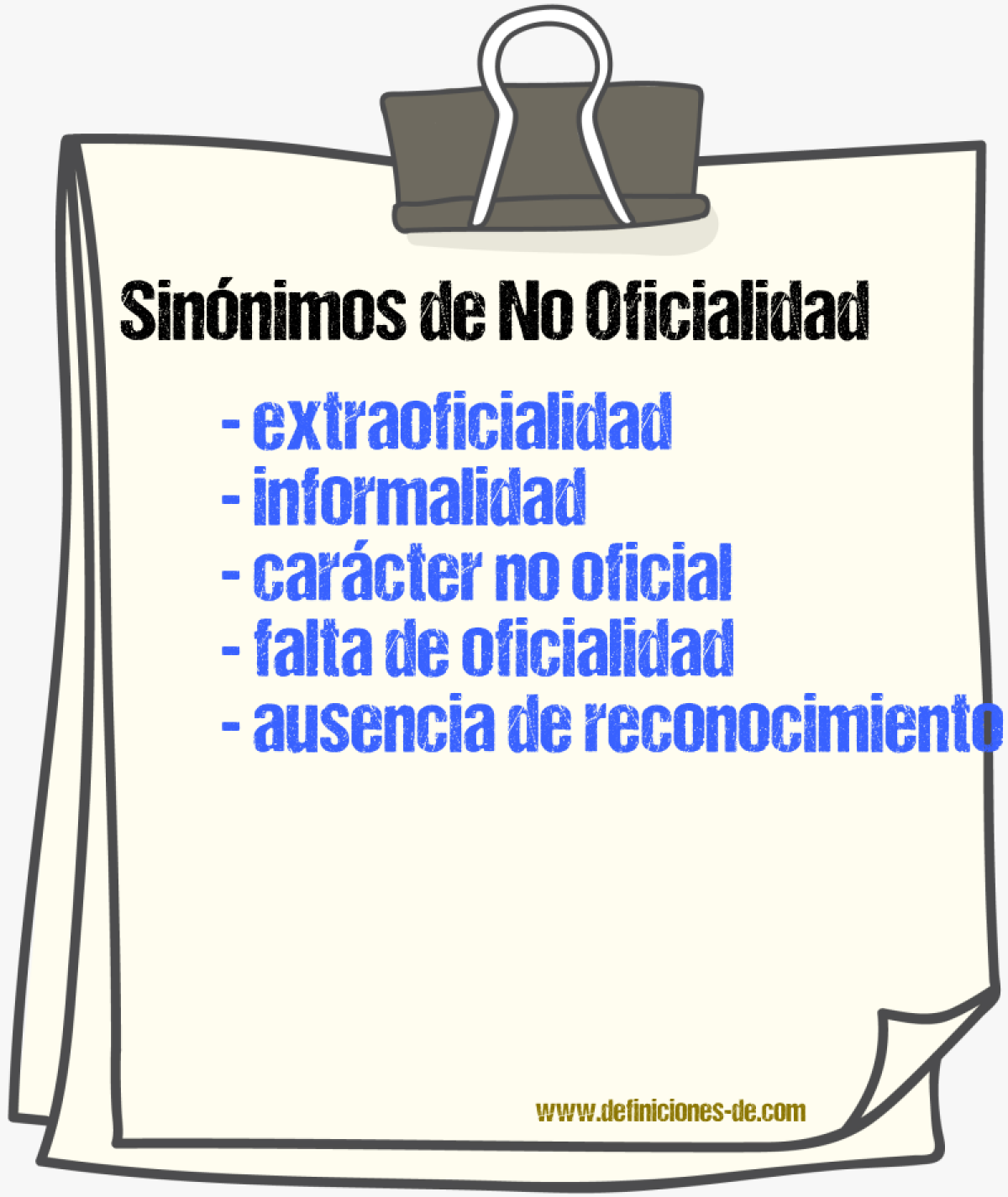 Sinónimos de no oficialidad