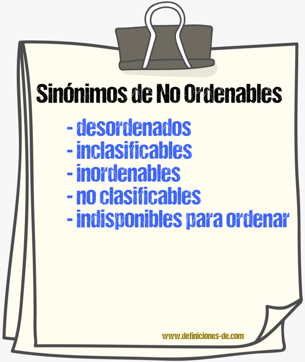 Sinónimos de no ordenables