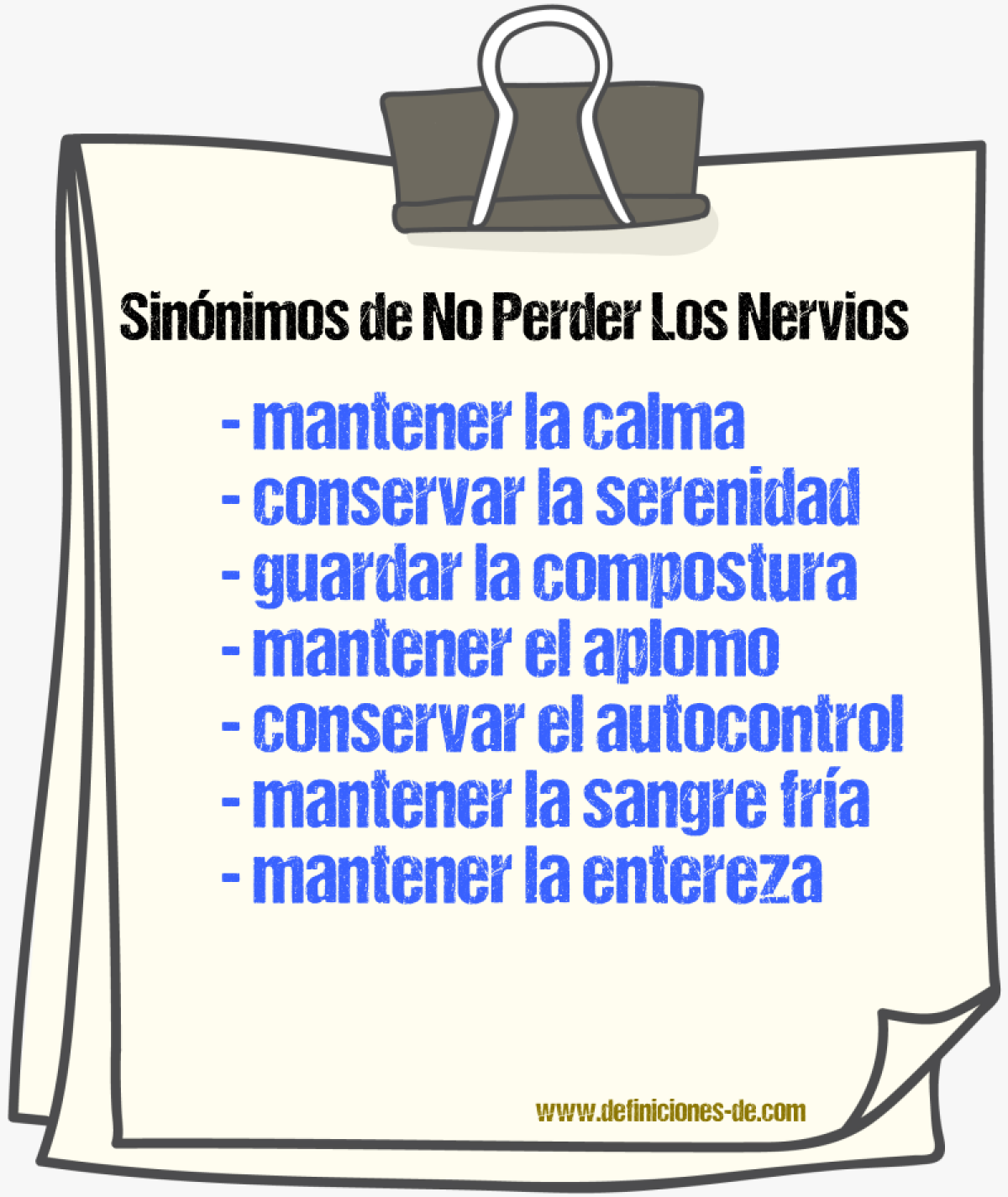 Sinónimos de no perder los nervios