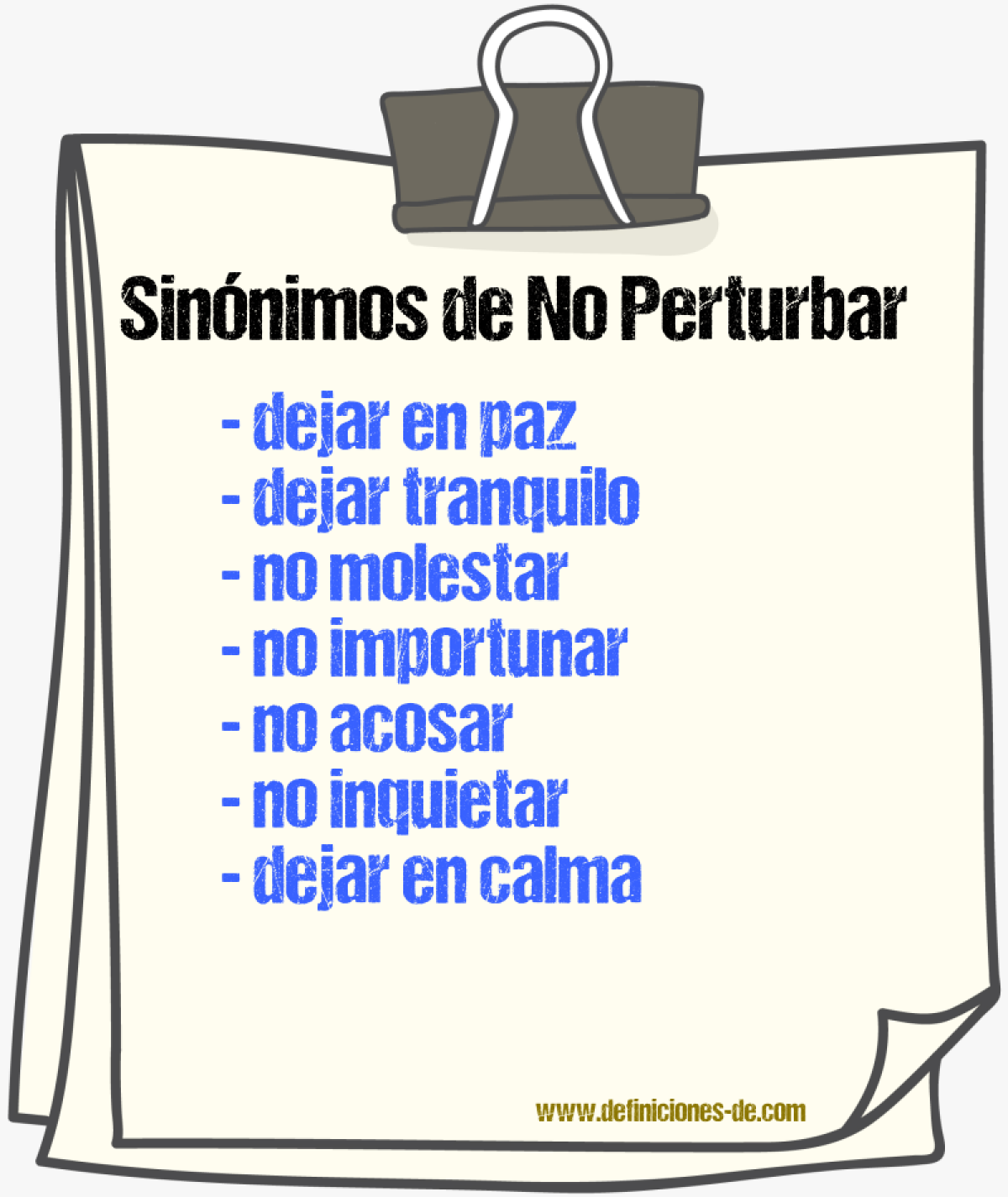 Sinónimos de no perturbar