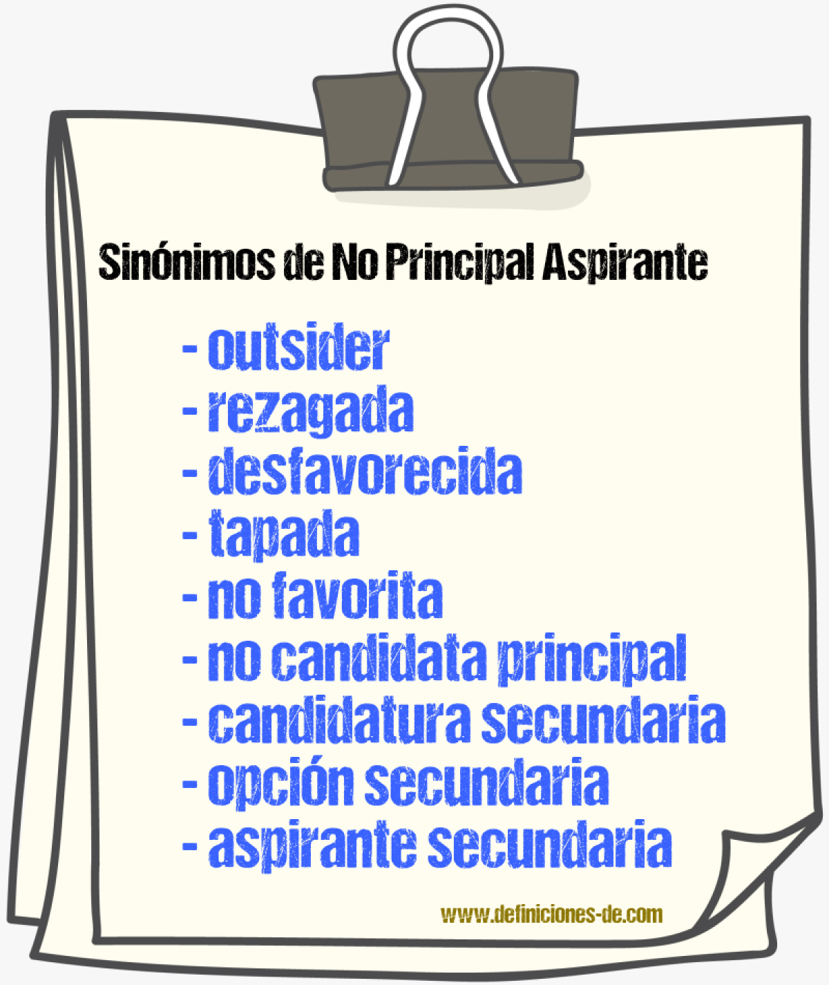 Sinónimos de no principal aspirante