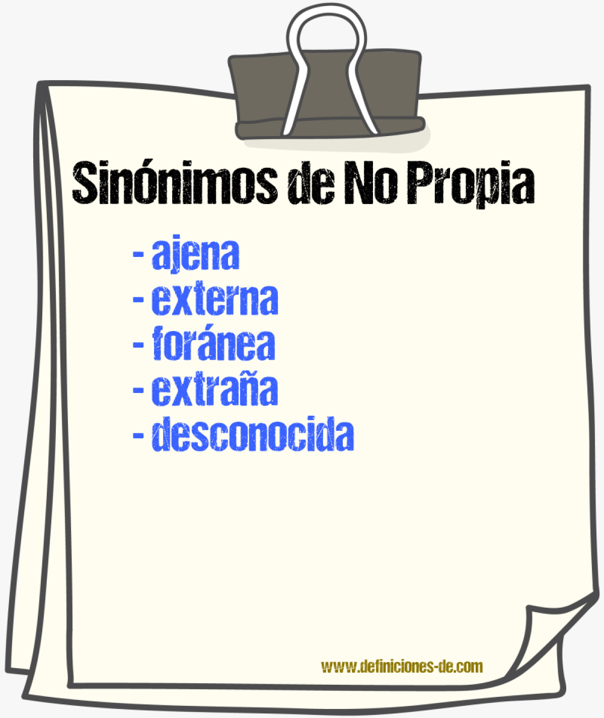Sinónimos de no propia