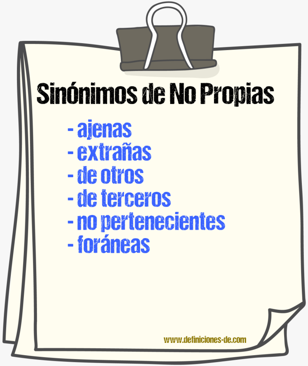 Sinónimos de no propias