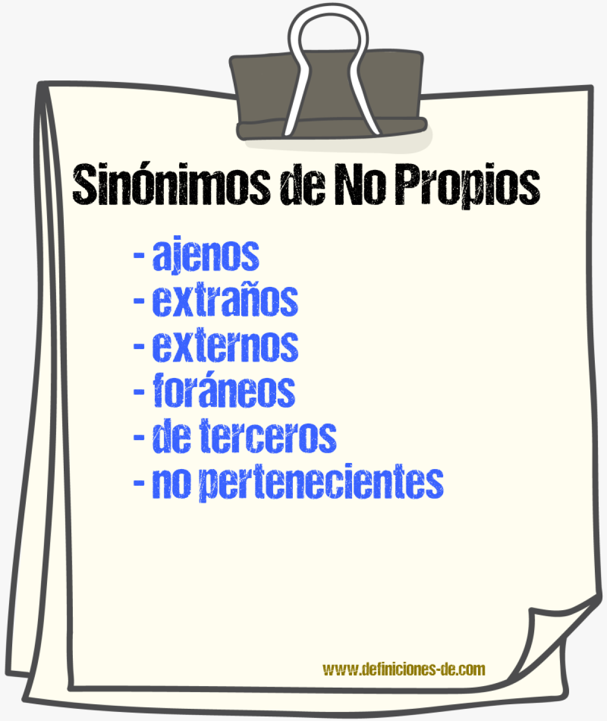 Sinónimos de no propios