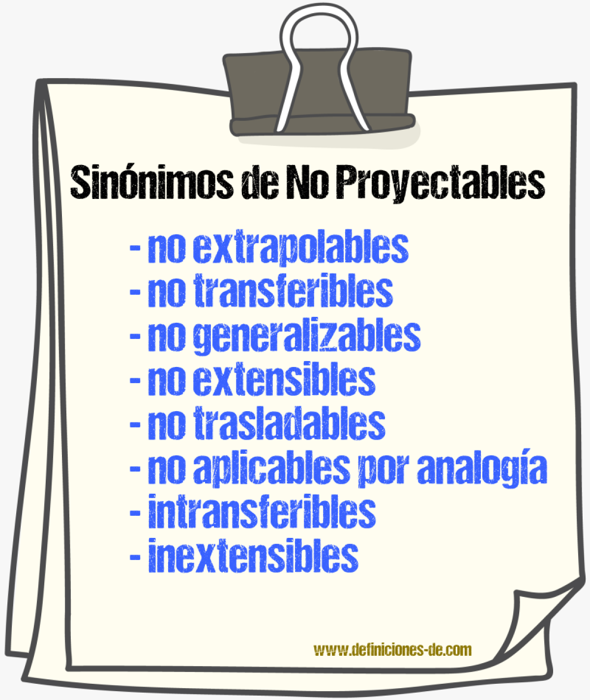 Sinónimos de no proyectables