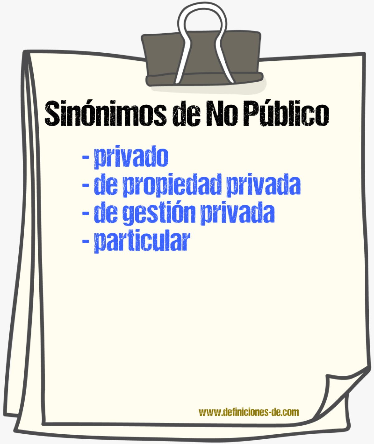 Sinónimos de no público