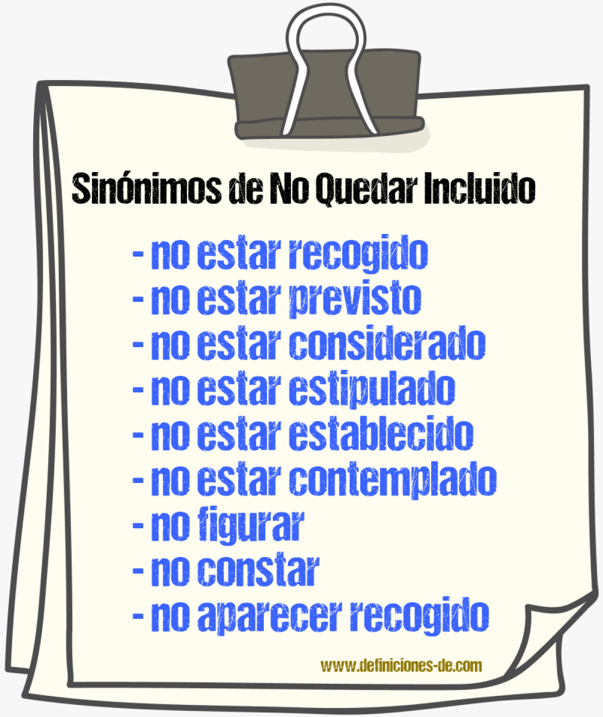 Sinónimos de no quedar incluido