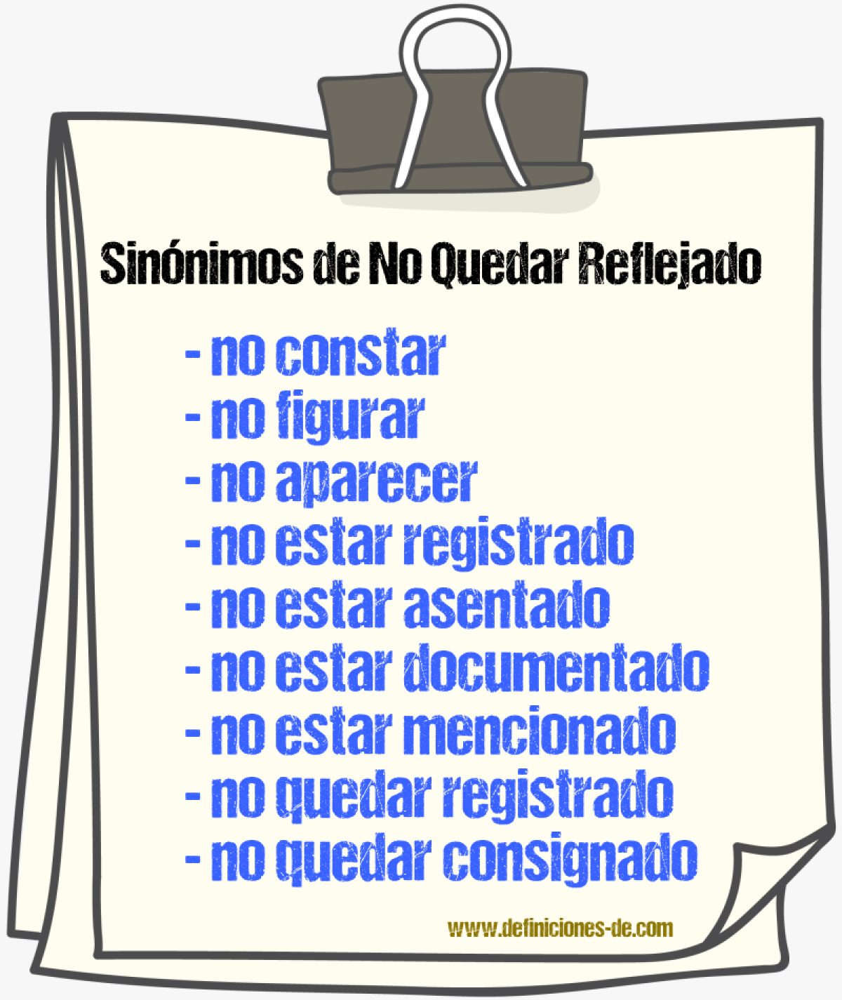 Sinónimos de no quedar reflejado